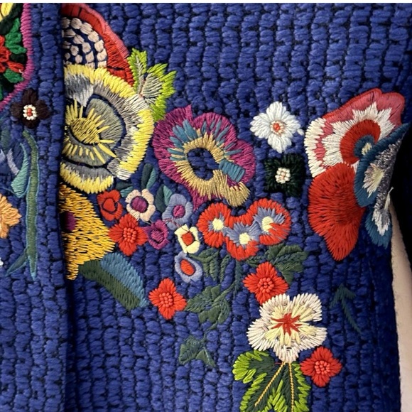 Johnny Was Women's Biya Floral Embroidered Coat Blue - Size Medium LIGHTWEIGHT! - Picture 5 of 10